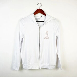 RAE DUNN Soft White Lightweight "BRIDE" Zippered Hoodie Sweatshirt‎ XS